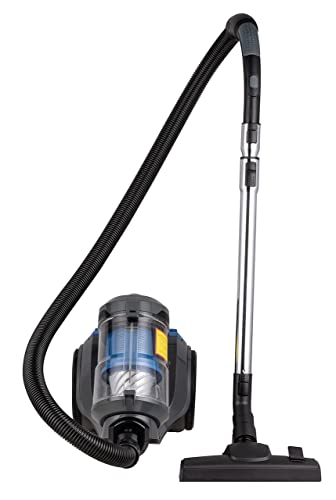 Amazon Basics Aspirapolvere multiciclonico, filtrazione ad alta efficienza, per pavimenti duri e tappeti, filtro HEPA, 700 W, 2,5 L, Nero/Blu