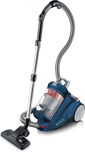 Severin My 7119 Aspirapolvere Multiciclonico, Senza Sacco, regolatore di Potenza, Animal Care, Silenzioso, Ottimo per allergici, 750 W, 1.8 Litri, 75 Decibel, Blu Oceano/Rosso Granata